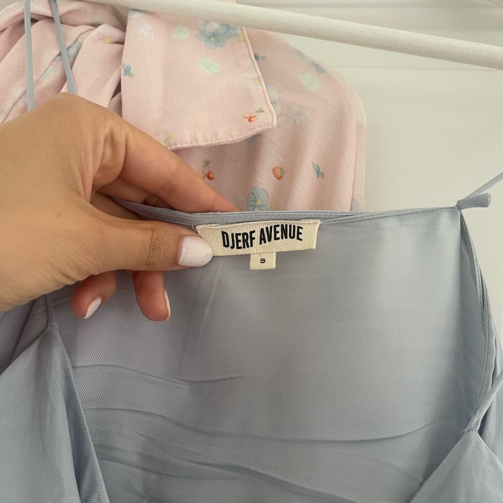 Djerf Avenue Light Blue Tie Top - Picture 2 of 3